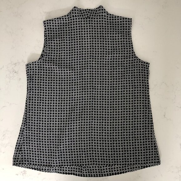 Talbots Sleeveless V Neck Pattern Top Black + White Size S - Picture 5 of 9